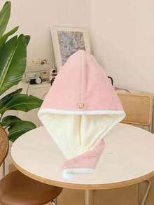 1 pieza Toalla de secado de cabello para mujer de doble capa de secado rápido y grosor, súper absorbente, envolvente de cabello para adultos y estudiantes, diadema para el hogar, gorro de ducha para decoración de baño - Multicolor - Ver 4