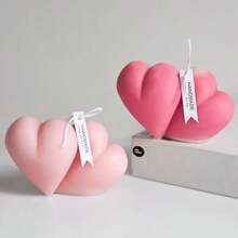 情人节3D双心香薰蜡烛硅胶模具，DIY双心手工皂石膏树脂工艺品模具 - 白色 - 查看 1