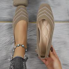 Nuevo estilo de zapatos casuales y exteriores para mujer con punta cuadrada y sin cordones - Marrón - Ver 7