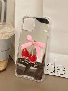 1pc Cherry Pattern Print Mirror Acrylic Anti-Fall Phone Case Compatible With IPhone 13/11/17/17pro/16/14/15/15pro/15 Plus/15 Promax/7plus/8plus/X/Xs Max/Xr/11pro/12pro/13pro/14pro/12mini/13mini/11promax/12promax/13promax/14promax/14plus/17pro Max/17Air/6/6s Plus/7/8/16Pro/16plus/16promax/Se2/17promax&Compatible With Samsung Galaxy/A54/A14/A12/A13/A15/A32/A33/A24/A52S/S20/S21/S22/S23/S24/S23Plus/S24ultra/S25/A15/A33/A23 - Multicolor - View 2