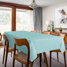 Sancua Paquete de 2 manteles de mesa de 60 X 102 pulgadas en color turquesa, mantel rectangular para mesas de 6 pies - Resistente a las manchas y las arrugas, lavable de poliéster para mesas de comedor, buffets, fiestas y camping - Turquesa - Ver 4