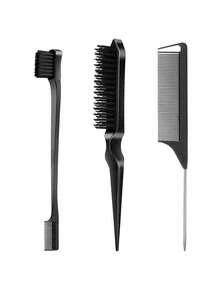 4pcs/Set Professional Hair Styling Tool Kit, Includes Spray Bottle, Tail Comb, Eyebrow Brush, Volumizing Brush, Daily Hair Cleaning Brush, Wet & Dry Curling Brush, Sectioning Brush, Coarse & Fine Hair Care Brush Set, Suitable For Salon And Home Use, Essential For Haircutting - Multicolor - View 17