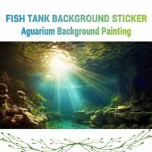 阳光明媚的深潭,鱼缸背景画,水族箱背景贴纸,爬行动物缸背景装饰,两侧嶙峋的峭壁,附着的海藻和苔藓散发出湿润的绿色,光影交错,将家里的鱼缸变成一个微缩的深潭圣地,水族箱背景装饰,适用于水族箱、两栖动物和爬行动物栖息地装饰,鱼缸/水族箱/爬行动物缸配件 - A - 查看 6