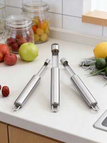 1pc Stainless Steel Fruit Scooper | Multifunctional, Easy To Clean, 430 Stainless Steel Kitchen Tool, Suitable For Apples, Pears, Etc. - Multicolor - View 4