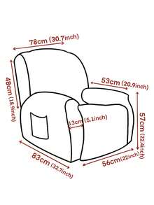1件装牛奶丝印花弹力躺椅沙发套，单人沙发套，适用于客厅、卧室、书房躺椅沙发 - 彩色 - 查看 2