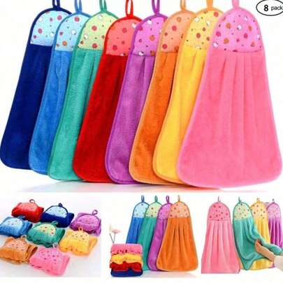 3/5pcs Coral Velvet Bathroom Supplies, Soft Hand Towels, Absorbent Kitchen Cloths, Hanging Towels, Kitchen Accessories