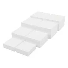 8 Piece White Acrylic Display Stand Set, 4 Sizes Rectangular Dessert Display Riser, No Assembly Hollow Base Countertop Stand, Reusable For Bakery Wedding Party Home Collectible Cosmetic Display - White - View 9
