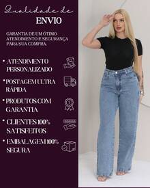 Women's Jeans Wide Leg Pantaloons 100% Premium Cotton Comfort Modern Style Casual Wide Women's Fashion Straight Versatile Bell Bottom - 中等水洗藍 - 查看 9