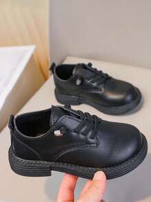 1双男童新款时尚黑色低帮平底鞋，软底防滑儿童小皮鞋，英伦风儿童休闲乐福鞋，适合春、夏、秋、冬四季穿着。 - 黑色 - 查看 9
