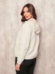 Women's Plain Windbreaker Jacket, Waterproof, Cold Weather, Dry Fit Windbreaker Blouse, Water Resistant, Lined Hood - Kem - Xem 2