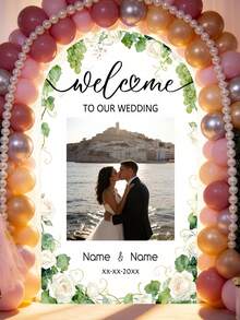 Customized Elastic Arch Cover, Personalized Photo Arch Set, Custom Polyester Elastic Wedding Bachelorette Party Arch Set, Customized Arch Background Cover, Suitable For Round Top Background Frame, Birthday, Theme Party, Wedding Arch Background Cover, Available In Multiple Sizes - Multicolor - View 4