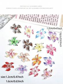 30片随机混装ABS材质Y2K风格豹纹花朵、彩色波点花朵、恶魔花美甲装饰、渐变海星花、冰晶百合花、冰晶花、3D树脂美甲装饰，适合春夏、情人节约会、各种美甲DIY配件。 - 彩色 - 查看 6