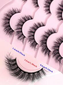 ENCHUW 5 Pairs Of Natural False Eyelashes Natural Look Soft And Fluffy Eyelashes 3D Curling DIY At Home Suitable For Daily Outings, Dates, And Party Use - Black - View 2