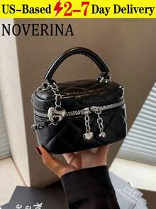 1pc Women Mini Handbag, Fashion Solid Color Embroidered Rhombus Pattern Crossbody Bag Fits Cards & Keys - màu đen - Xem 10