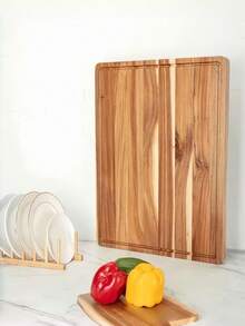 1 件装，相思木砧板，带导流槽，适用于切菜、切鱼、切肉、切奶酪，户外露营、居家厨房必备，尺寸：13.0 英寸 x 9.06 英寸 / 11.03 英寸 x 7.88 英寸，天然木材 - 黃色 - 查看 2