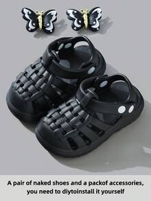 儿童卡通可爱蝴蝶凉鞋，软底舒适百搭沙滩凉鞋，夏季 - 黑色 - 查看 6