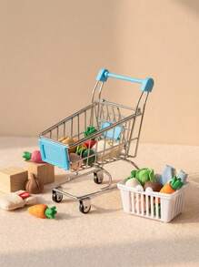 POKOJA LAND Xe đẩy mua sắm mini mô phỏng nhà búp bê, kèm đồ ăn và phụ kiện đồ chơi - Khung 4 bánh chắc chắn, giỏ mua sắm mở và ngăn chứa đồ phía dưới, phối màu (Hồng/Xanh lá cây/Xanh dương), thích hợp cho trò chơi nhập vai, trang trí nhà búp bê và các bữa tiệc theo chủ đề - Tương thích với búp bê và tượng nhỏ - Bao gồm thực phẩm mini và đồ ăn đồ chơi, bánh xe chắc chắn giúp di chuyển dễ dàng, thiết kế nhỏ gọn và tiện dụng khơi gợi trí tưởng tượng khi chơi. - Nhiều màu - Xem 5