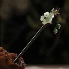 1pcs Wood Tassel Step Shaking Hairpin Chopstick Hair Stick Ancient Hair Ornament Pan Headdress Flower - màu xanh lá - Xem 8