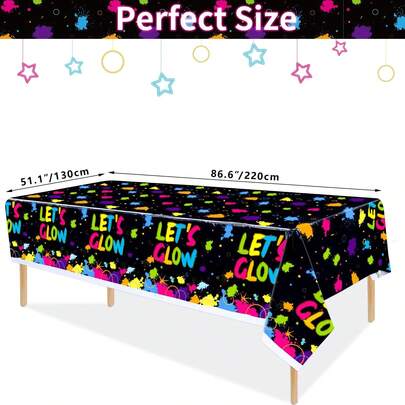 Neon Light Music Theme Party Tablecloth, Carnival Main Party Tablecloth; Suitable For Nightclub Party, Graduation Party, Music Festival Party, Graduation Party, Disco Party Decoration