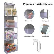 1 pieza de organizador colgante de 4/6 capas para colgar sobre la puerta, organizador de almacenamiento de cosméticos para colgar en la pared, para guardería, baño, armario, dormitorio, dormitorio universitario. HHXI - 4 capas-gris cereza - Ver 2