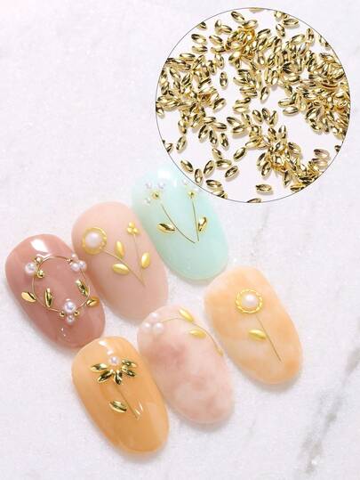 500 piezas Decoraciones de clavos de arte con remaches metálicos, Joyería de uñas con forma de ojo de caballo dorado 3D, Suministros de arte de uñas, Gemas para uñas