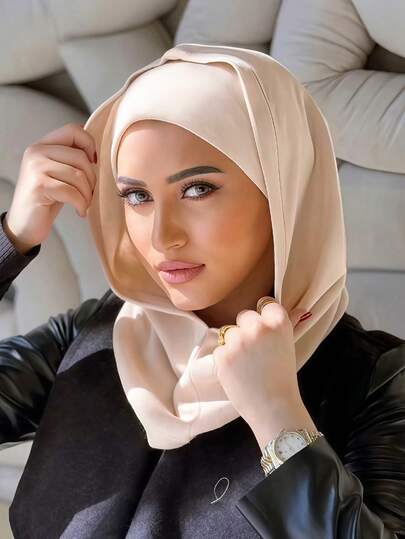 2pcs Women Solid Color Balaclava Hat, Elastic Headband Neck Warmer Turban, Breathable Comfortable Stretchy Wide Brim Sweatband Multifunctional Sports Headwear, Minimalist Fashion Scarf, Hood And Matching Headband Set