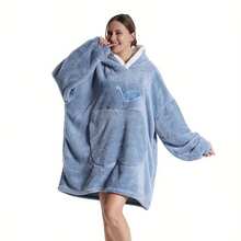 Oversized Kapuzendecke - Unisex Plüsch Lässig Loungewear, Weicher Polyesterstoff, Lange Ärmel und Tasche, Ideal für Paare oder Geschenke, Schwarz - Verschiedenfarbig - Übersicht 14