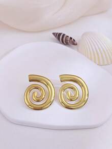 Big Stud Earrings For Women Vintage Gold Statement Chunky Stud Earrings Geometric Lightweight Gold Earrings Floral Heart Flower Round Earrings Stud European American Ins Style Women Spring Jewelry Summer Beach Vacation Bikini Accessories Attractive Clothes, Wedding Dresses Accessories - Versatile JewelryPerfect For Wearing While Swimming, Bathing, Exercising ,Great For Valentines Day, Birthday, Mother Day, And Vacation Surprises. - Multicolor - View 17