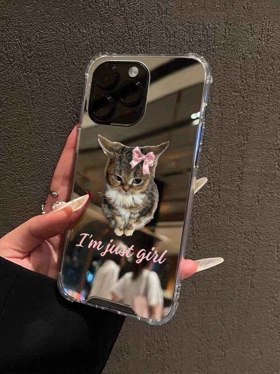 1个可爱猫咪“我只是个女孩”图案印花镜面亚克力防摔手机壳，兼容 13/11/17/17 Pro/16/14/15/15 Pro/15 Plus/15 Pro Max/7 Plus/8 Plus/X/Xs Max/Xr/11 Pro/12 Pro/13 Pro/14 Pro/12 Mini/13 Mini/11 Pro Max/12 Pro Max/13 Pro Max/14 Pro Max/14 Plus/17 Pro Max/17 Air/6/6s Plus/7/8/16 Pro/16 Plus/16 Pro Max/SE2/17 Pro Max 和三星手机Galaxy/A54/A14/A12/A13/A15/A32/A33/A24/A52S/S20/S21/S22/S23/S24/S23Plus/S24ultra/S25/A15/A33/A23 - 彩色 - 查看 1
