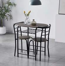 Mcc Direct Dining Table And Chairs Set Metal Wood Effect Kitchen Table Dining Chairs Barley - Grey - View 2