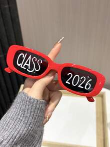 1 Pair Jelly Color Square Frame Glasses, Suitable For Class Of 2026 Graduation Party - Grey - View 8