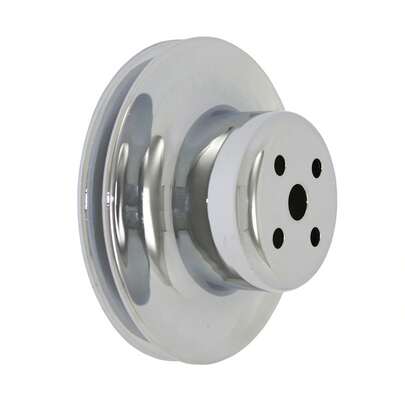 For  Mustang Base Fastback 2-Door Water Pump Pulley Single 1 Groove Steel Chrome 260 289 302 351W 1965-1969