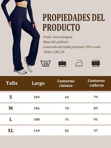 Freedom 1 pieza Pantalones de campana de cintura alta negros para mujer, pantalones casuales cómodos de ajuste ceñido y elástico, adecuados para bailar y yoga - Azul marino - Ver 9