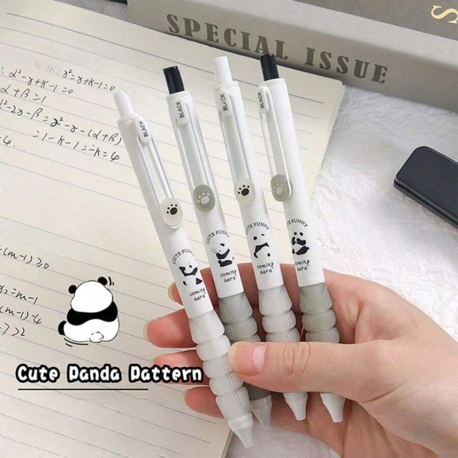 熊猫造型动物主题极简风格软握按压式凝胶笔，书写流畅，连续出墨，速干，适合DIY学习办公书写，黑色速干大容量凝胶笔，搭配大容量多层笔袋，是返校必备办公用品，也是情人节礼物的理想之选。 - 多色 - 查看 1