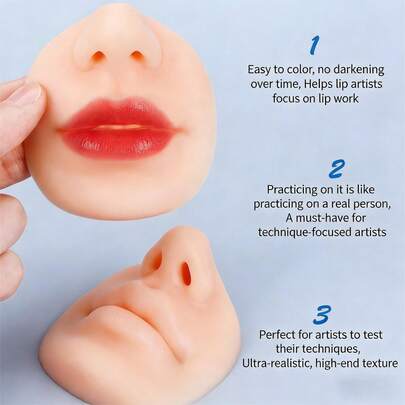 5D 3D Silicone Tattoo Model, Elegant Smiling Lip Practice Model Tool, Integrated Silicone Nose And Mouth Model, Piercing And Punching Model Training Posture Simulation For Nose Stud And Lip Ring Display, Suitable For Professional Tattoo Artists And Piercing Training.