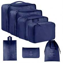 Packing Cubes For Suitcase - 7PCS Luggage Organiser Waterproof Travel Compression Bag Essential Set Navy - Navy - View 2