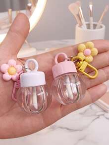 1支2毫升小球可爱唇彩管，粉白配色，带戒指和钥匙链，花朵造型。 - 彩色 - 查看 5