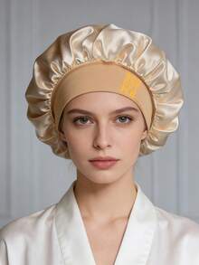 1pc Fashionable Wide-Brim Elastic Women's Sleep Cap, Comfortable Everyday Wear Hair Cover - Red - View 8