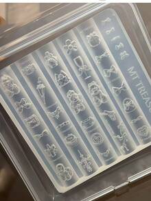 1pc Cute Maltese Dog, Bow, Dessert, Kitty, Floral Edging 3D Nail Art Mold, Transparent Silicone Mold - Clear - View 14