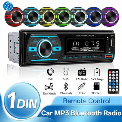 Car Radio Single Din Stereo Player Digital Bluetooth MP3 Player FM Radio Stereo Audio Music USB With In Dash AUX Input