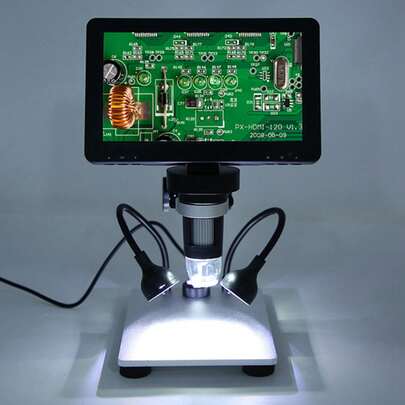 Microscopio electrónico digital industrial de alta definición de 7 pulgadas y 12 megapíxeles con aumento de 1200x; reparación de teléfonos móviles