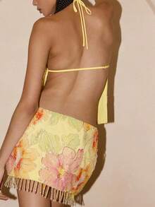 Womens Floral Slim Fit Camisole Tank Top Vest Y2k Graphic Floral Print Summer Sleeveless Going Out Aesthetic Cami Shirts Crop Tops - Yellow - View 4