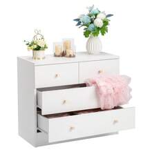 4-Drawer Double Dresser Storage Cabinet For Kitchen Hallway Wood Dressers - 預設 - 查看 5