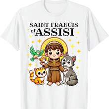 Camiseta católica para niños de San Francisco de Asís, santo de los animales - Blanco 1 - Ver 1