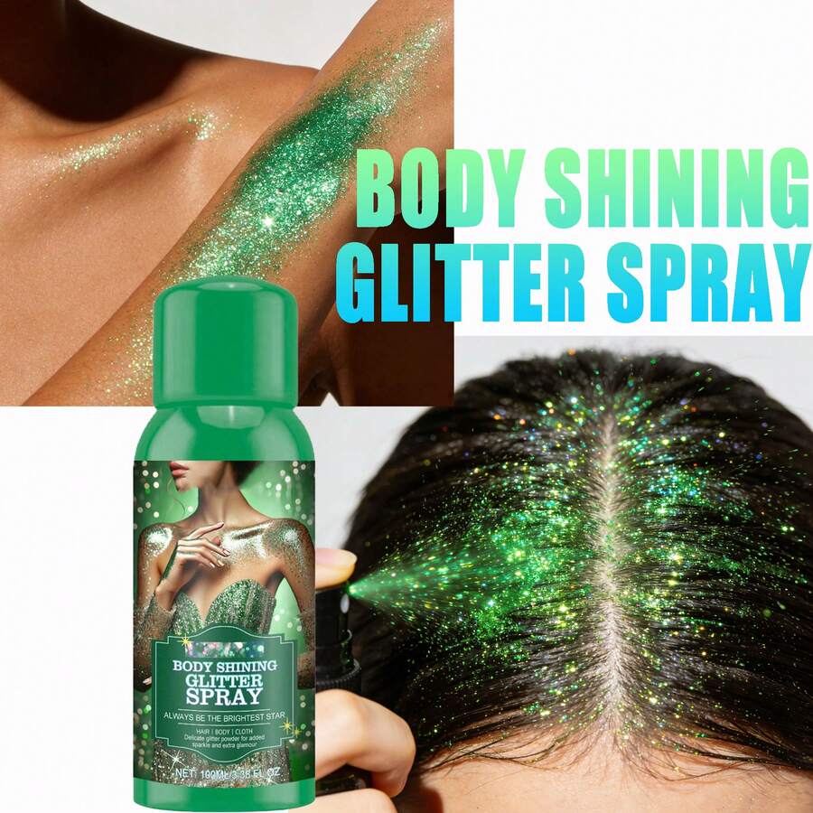 1 Unidad Spray Iluminador Brillo - Brillo Natural y Duradero, Resalta Contornos, Aplica Fácilmente, Ideal para Maquillaje de Fiesta - Verde - Ver 1
