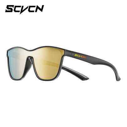  SCVCN 时尚眼镜，男女通用运动骑行眼镜 - 时尚黑色镜框，完美适用于驾驶和日常时尚，复古偏光驾驶眼镜，轻便