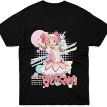 Women's Short Sleeve Crew Neck T-Shirt - Fashion Print Fun Pattern, Valentine Outfits For Women, Women's Madoka Magica Anime Costume Shirt - All- Casual Short-Sleeve Top With Madoka, Kyubey & Magical Characters For, Themed Events & Casual Attire Comfortable Casual Attire, Spring Summer Fall Blouse - Easy Style For Layering Or Solo Outfits, - 黑色1 - 查看 1