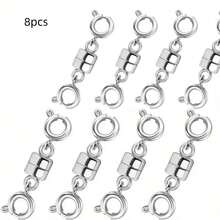 4pcs Magnetic Necklace Clasp & Closure Set, Gold & Silver Spring Ring Chain Extender Necklace Bracelet Magnetic Lock Jewelry Converter - Multicolor - View 14