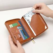 Capa Multifuncional RFID Anti-Roubo para Passaporte em Tecido Liso, Bolsa de Armazenamento para Bilhetes de Viagem e Cartões, com Zíper, Bolsa de Viagem, Bolsa de Viagem, Bolsa de Viagem, Bolsa de Viagem, Organizador de Viagem de Grande Capacidade, Essenciais de Cruzeiro, Essenciais de Férias, Itens Essenciais de Viagem para Homens e Mulheres - Multicolorido - Visão 2