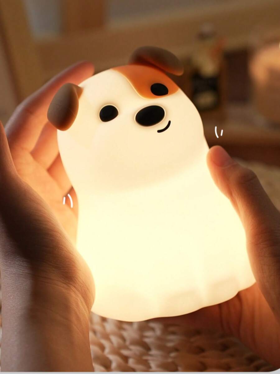 Soft Silicone Dog Shaped Squeeze Night Light With Timer And Adjustable Brightness, USB Rechargeable LED Bedside Lamp, Room Decor, 1200mAh Battery, Gift For Girls